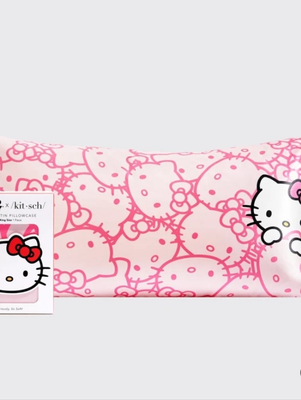Kitsch X Hello Kitty Satin King Pillowcase- Pink Hello Kitty Faces